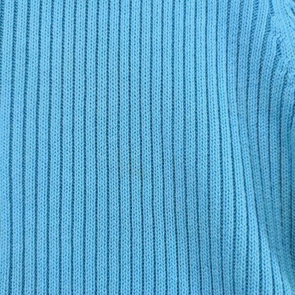The Quacker Factory Sweater Womens Large Blue Full Zip Ribbed Knit Short Sleeve - Picture 8 of 12